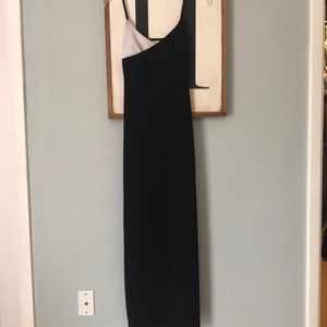 Long asymmetric Black & White Dress
